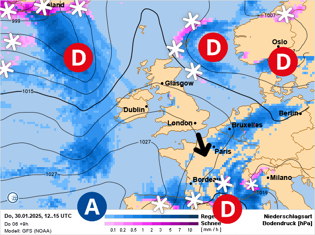 Carte de prévisions d'europe du Jeudi 30 janvier 2025