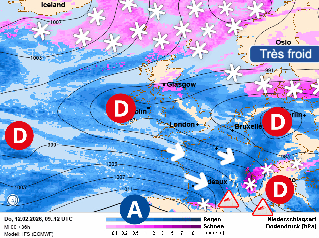 Carte de prévisions d'europe du Jeudi 12 février 2026
