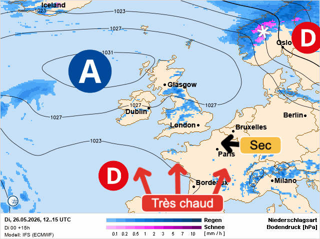 Carte de prévisions d'europe du Mardi 26 mai 2026