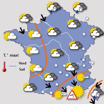 Menace de neige par l'Ouest